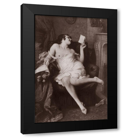 The Love Letter Black Modern Wood Framed Art Print with Double Matting by Vintage Nudes