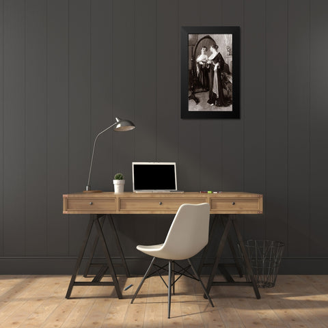 Satisfaction Black Modern Wood Framed Art Print by Vintage Nudes