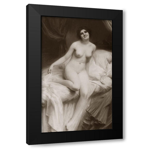 The Awakening Black Modern Wood Framed Art Print with Double Matting by Vintage Nudes