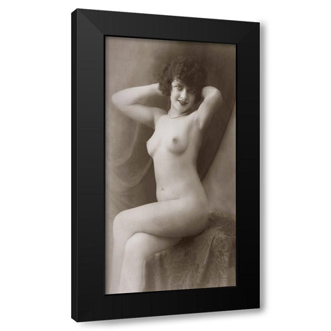 Emily Black Modern Wood Framed Art Print with Double Matting by Vintage Nudes