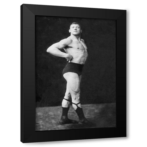 Bodybuilders Right Profile Black Modern Wood Framed Art Print with Double Matting by Vintage Muscle Men