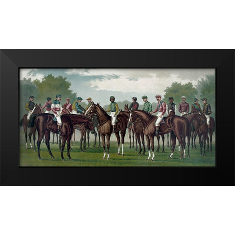 Celebrated winning horses and jockeys of the American turf Black Modern Wood Framed Art Print by Currier and Ives