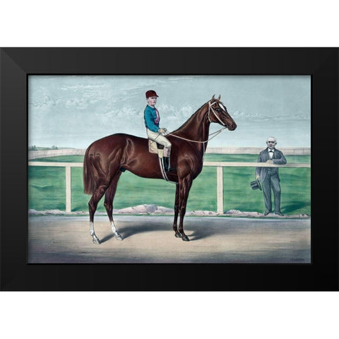 Ready for the signal Black Modern Wood Framed Art Print by Currier and Ives