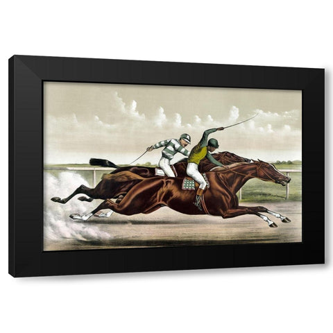 Great Horses in a Great Race Black Modern Wood Framed Art Print by Cameron, J.