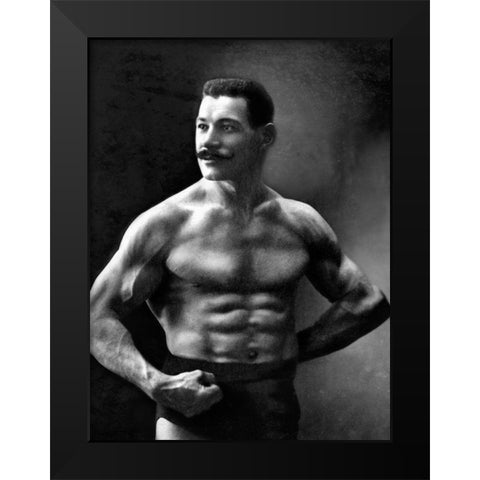 Oscar the Russian Wrestler Black Modern Wood Framed Art Print by Vintage Wrestler