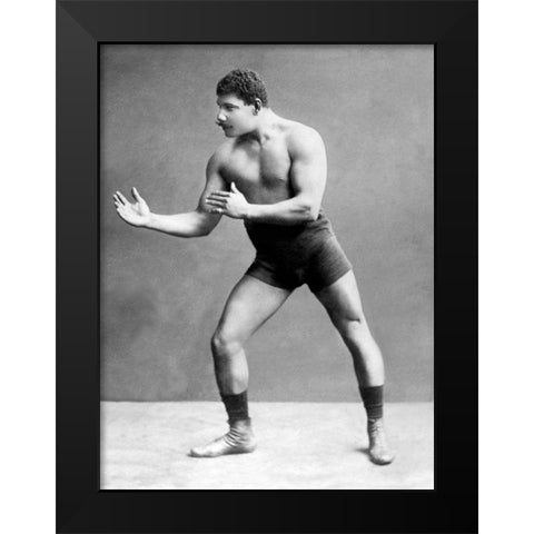 Wrestling Ready Stance Black Modern Wood Framed Art Print by Vintage Wrestler
