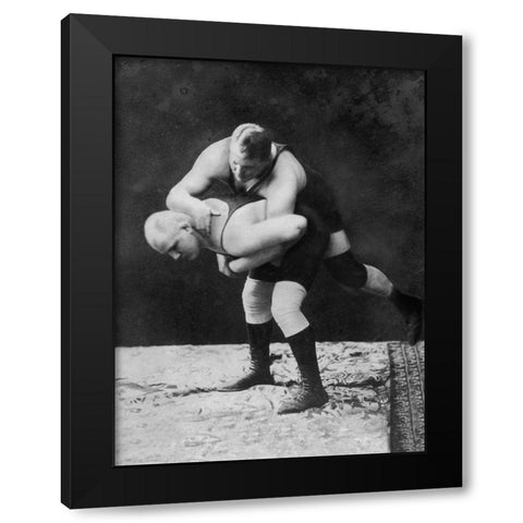 Trap and Roll Takedown Black Modern Wood Framed Art Print with Double Matting by Vintage Wrestler