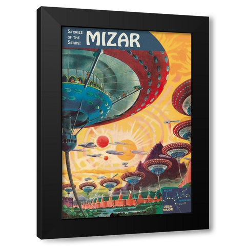 Retrosci-fi: Stories of the Stars - Floating Colonies of Mizar Black Modern Wood Framed Art Print by Paul, Frank R.