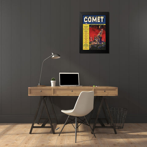 Comet: Giant Space Gun Black Modern Wood Framed Art Print by Retrosci-fi