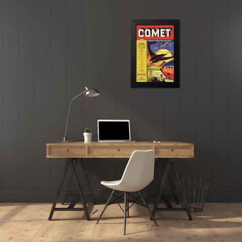 Comet: Bird Spaceship Black Modern Wood Framed Art Print by Retrosci-fi