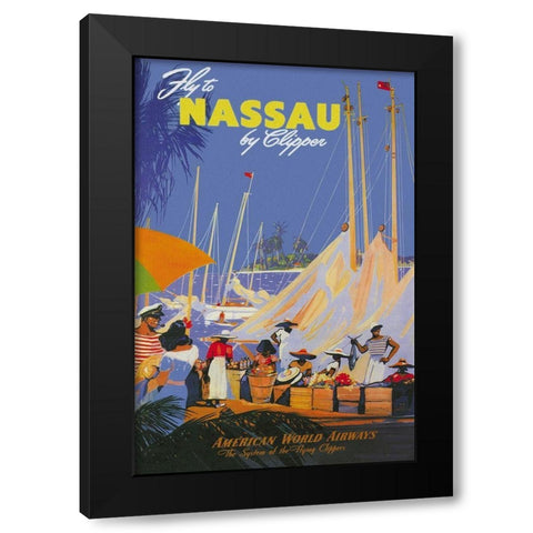 Fly to Nassau by Clipper Black Modern Wood Framed Art Print with Double Matting by Arenburg, Von