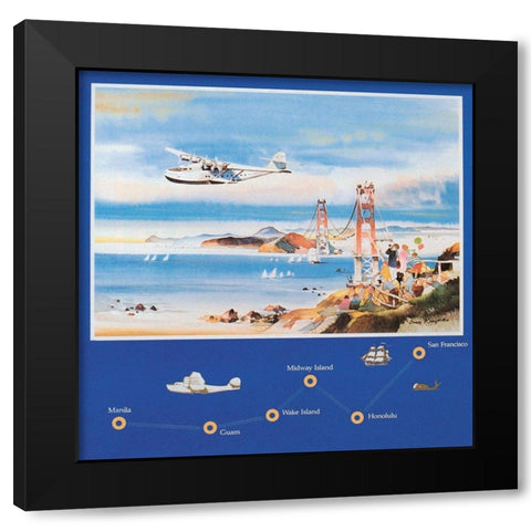 50th Anniversary of the China Clipper Black Modern Wood Framed Art Print with Double Matting by Unknown