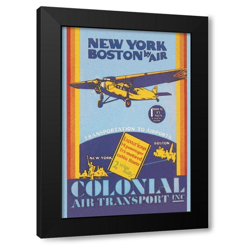 Colonial Air Transport - New York to Boston by Air Black Modern Wood Framed Art Print with Double Matting by Unknown