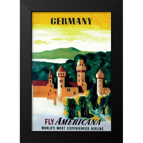 German Castle Black Modern Wood Framed Art Print by Unknown