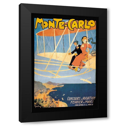 Monte Carlo Concours dAviation Black Modern Wood Framed Art Print by Grun, Jules Alexandre