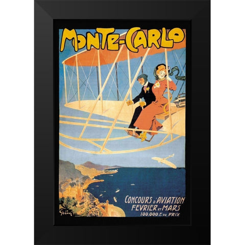 Monte Carlo Concours dAviation Black Modern Wood Framed Art Print by Grun, Jules Alexandre