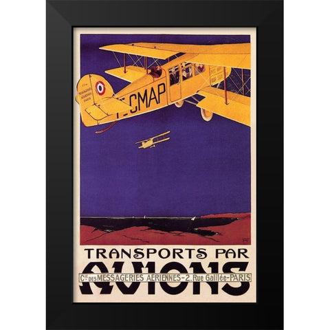 Transports par Avions Black Modern Wood Framed Art Print by Money, N R
