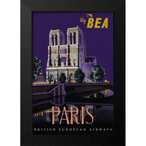 Fly BEA Paris Black Modern Wood Framed Art Print by Padden, Daphne