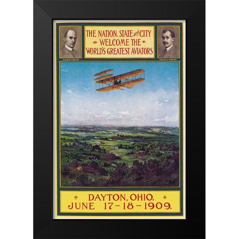 Dayton, Ohio Welcomes the Wright Brothers Black Modern Wood Framed Art Print by Litho, Wlker