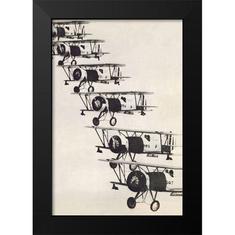 Flying in Formation Black Modern Wood Framed Art Print by Unknown