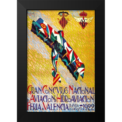 Gran Concurso Nacional de Aviacion y Hidroaviacion Black Modern Wood Framed Art Print by Abad