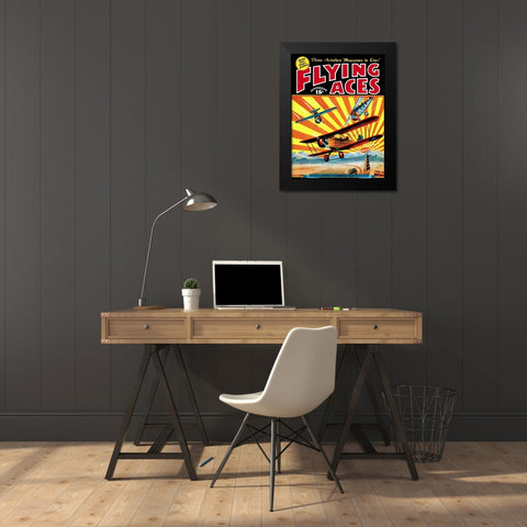 Flying Aces over the Rising Sun Black Modern Wood Framed Art Print by Mayshark, C.B.