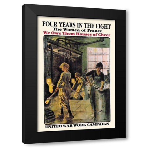Four Years in the Fight: The Women of France, 1918 Black Modern Wood Framed Art Print with Double Matting by Jonas, Lucien