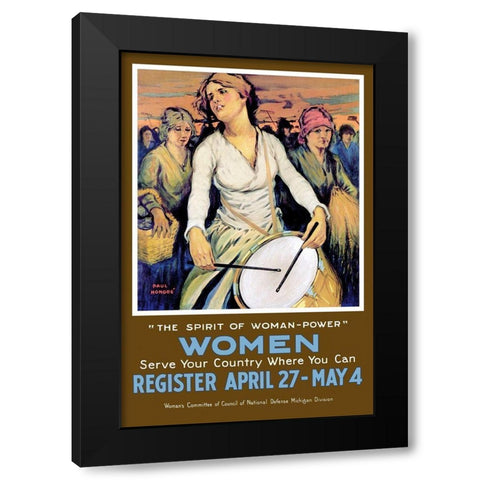 The Spirit of Woman-Power Black Modern Wood Framed Art Print by Honore