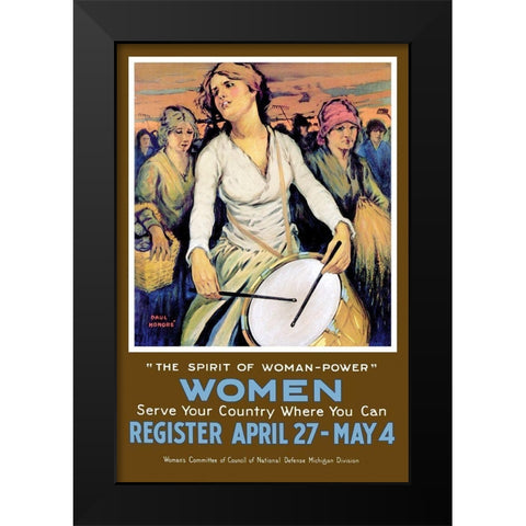 The Spirit of Woman-Power Black Modern Wood Framed Art Print by Honore