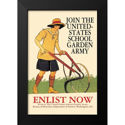 Join the United States School Garden Army Black Modern Wood Framed Art Print by Penfield, Edward