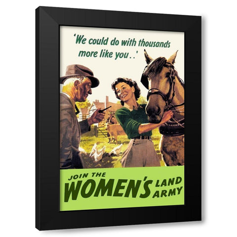 Join the Womens Land Army Black Modern Wood Framed Art Print by Cross