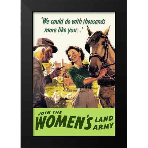 Join the Womens Land Army Black Modern Wood Framed Art Print by Cross