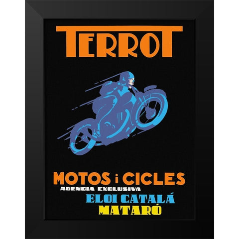 Terrot Motorcycles and Bicycles Black Modern Wood Framed Art Print by Unknown