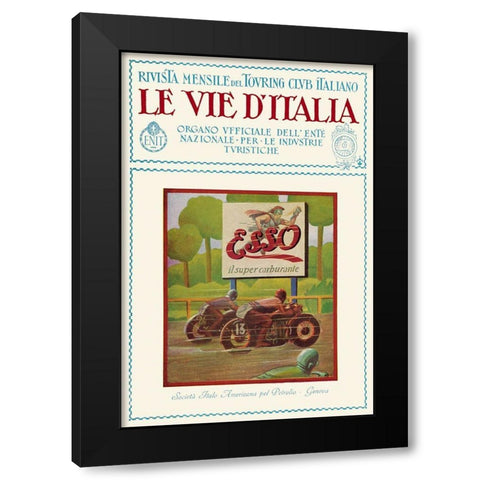 Esso - The Road of Italy Black Modern Wood Framed Art Print by Unknown
