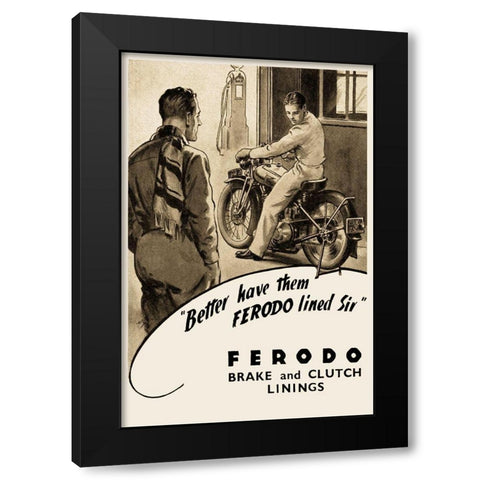 Ferodo Brake and Clutch Linings Black Modern Wood Framed Art Print by Unknown