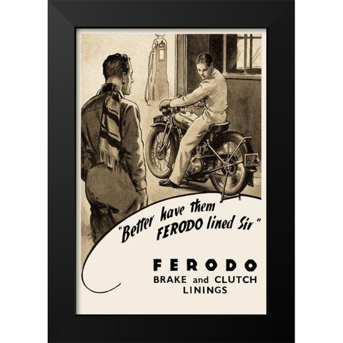 Ferodo Brake and Clutch Linings Black Modern Wood Framed Art Print by Unknown