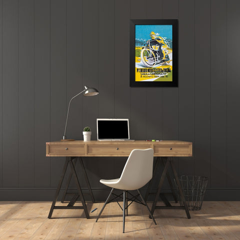4th Motorcycle Circuit of Tortona Black Modern Wood Framed Art Print by Unknown
