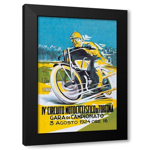 4th Motorcycle Circuit of Tortona Black Modern Wood Framed Art Print with Double Matting by Unknown