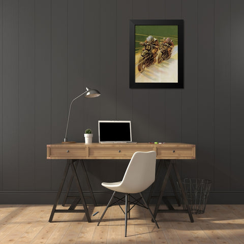 Motorcycle Racing Black Modern Wood Framed Art Print by Klokein