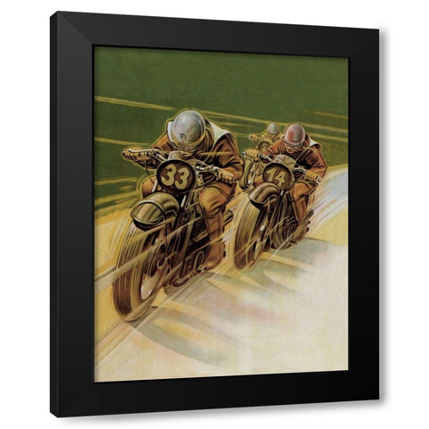 Motorcycle Racing Black Modern Wood Framed Art Print by Klokein
