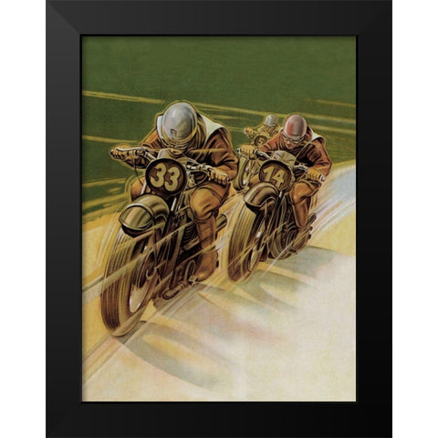Motorcycle Racing Black Modern Wood Framed Art Print by Klokein