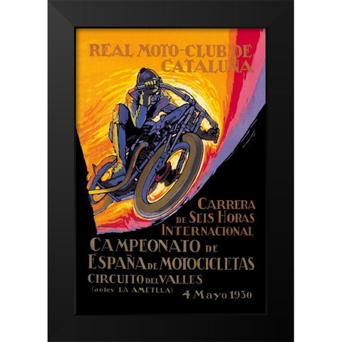 Real Motor Club of Cataluna - 6 Hour Race Black Modern Wood Framed Art Print by Segrelles, Josep