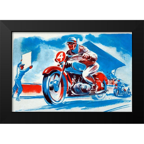 No. 4 Motorcycle Black Modern Wood Framed Art Print by Unknown