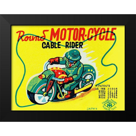 Round Motor-cycle Cable Rider Black Modern Wood Framed Art Print by Unknown