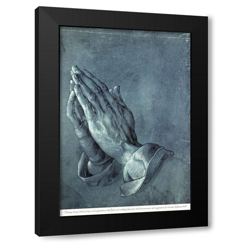 Praying Hands with Verse Black Modern Wood Framed Art Print by Durer, Albrecht
