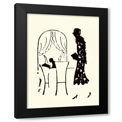 Dressed Woman Walks Into a Restaurant Black Modern Wood Framed Art Print by Parrish, Maxfield