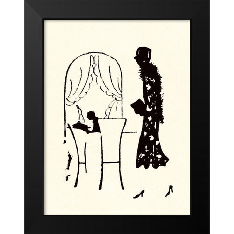 Dressed Woman Walks Into a Restaurant Black Modern Wood Framed Art Print by Parrish, Maxfield