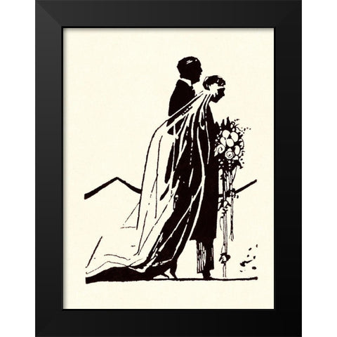 Couple Side by Side Moving Toward a Wedding Ceremony Black Modern Wood Framed Art Print by Parrish, Maxfield
