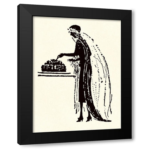 Bride Cuts Her Wedding Cake Black Modern Wood Framed Art Print with Double Matting by Parrish, Maxfield