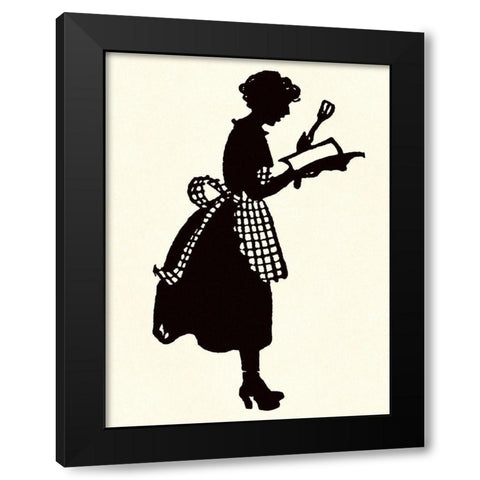 Homemaker Reads a Recipe Book Black Modern Wood Framed Art Print with Double Matting by Parrish, Maxfield